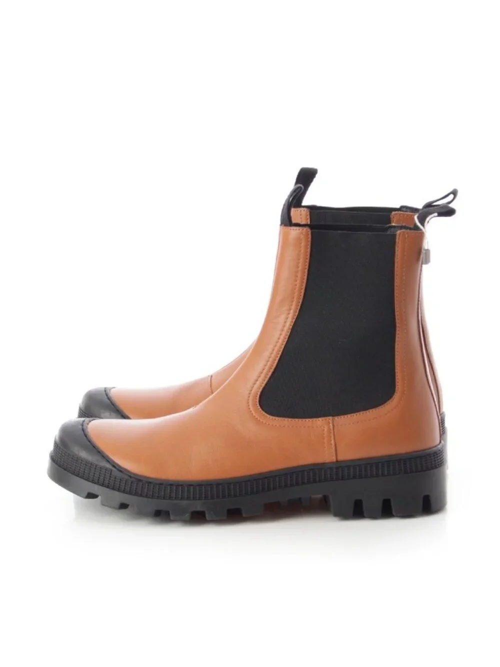 Loewe Leather Side Gore Volume Sole Chelsea Boots Ankle Short Shoes Tan Brown